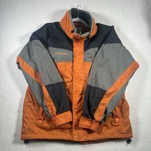 Vtg Columbia Bugaboo Core Interchange Jacket Mens Large Orange Gray Ski Shell